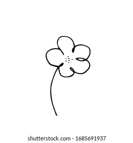 Vector hand drawn doodle sketch black flower isolated on white background. Lovely spring plant