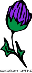 Dibujo de doodle dibujado a mano en el vector flor de color aislado en fondo blanco. Hermosa planta primaveral