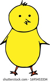 Dibujo del doodle dibujado a mano en el vector negro chick aislado en fondo blanco