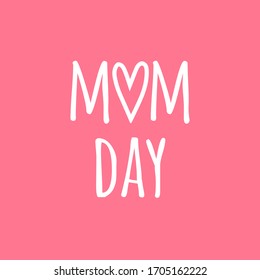 Vector hand drawn doodle sketch white mother day lettering isolated on pink background