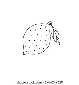 Limón de dibujo del doodle dibujado a mano aislado en fondo blanco