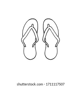 Vector hand drawn doodle sketch beach slippers isolated on white background