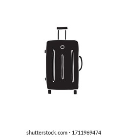 Vektorillustration handgezeichnet Doodle Skizze schwarzes Gepäckstück Reisekoffer einzeln auf weißem Hintergrund