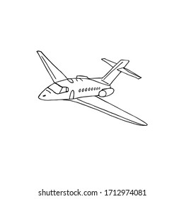 Vector hand drawn doodle sketch airplane isolated on white background