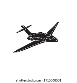 Vector hand drawn doodle sketch black airplane isolated on white background