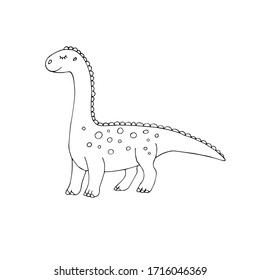 Vector hand drawn doodle sketch diplodocus dinosaur isolated on white background