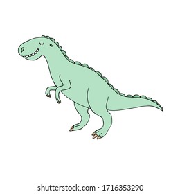 Vector hand drawn doodle sketch green colored tyrannosaur rex dinosaur isolated on white background