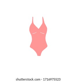 Vector hand drawn doodle sketch pink female swimsuit isolated on white background