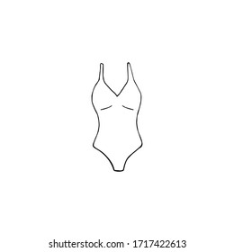 Vector hand drawn doodle sketch female swimsuit isolated on white background