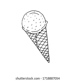Vector hand drawn doodle sketch ice cream isolated on white background