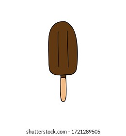 Vector hand drawn doodle sketch chocolate eskimo pie ice cream isolated on white background