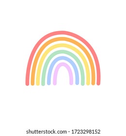 Vector hand drawn doodle sketch pastel lgbt rainbow isolated on white background