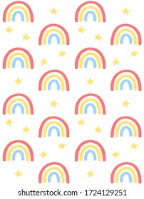 Vector hand drawn doodle sketch rainbow and stars isolated on white background
