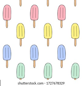 Vector hand drawn doodle sketch different colored fruit ice cream isolated on white background