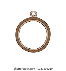 Vector hand drawn doodle sketch brown colored embroidery hoop isolated on white background