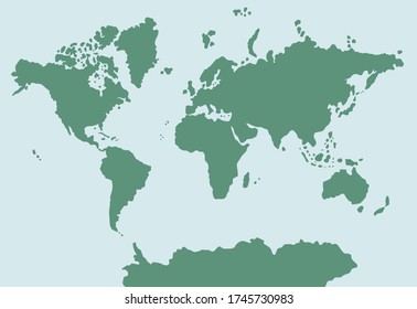 Dibujo de doodles dibujado a mano del vector mapa del mundo de color aislado en fondo blanco