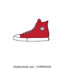 Esbozo de doodle dibujado a mano del vector limpiador de color rojo aislado en fondo blanco