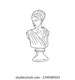 Vektor handgezeichnet Doodle Skizze Antik Frau Bust Statue einzeln auf weißem Hintergrund
