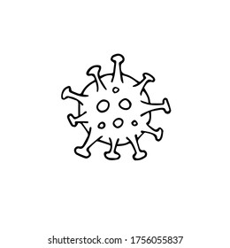 Vector hand drawn doodle sketch coronavirus covid 19 cell isolated on white background