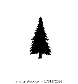 Vector hand drawn doodle sketch spruce tree silhouette isolated on white background
