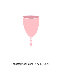 Esbozo de doodle dibujado por la mano del vector taza menstrual rosa aislada en fondo blanco