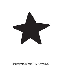 Silueta de la estrella del dibujo del doodle dibujado a mano del vector aislado en fondo blanco