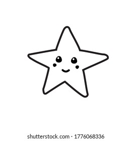 Vector hand drawn doodle sketch star with face isolated on white background