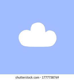Vektor, handgezeichnet, doodle Skizze, weiße Wolke einzeln auf blauem Hintergrund