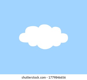 Vector hand drawn doodle sketch white cloud isolated on blue background