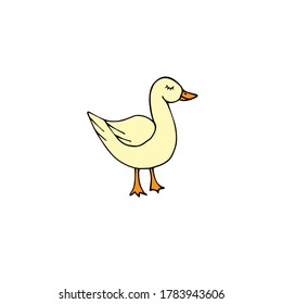Vector hand drawn doodle sketch colored duck isolated on white background