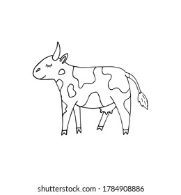 Vector hand drawn doodle sketch cow isolated on white background