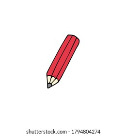 Vector hand drawn doodle sketch red colored pencil isolated on white background