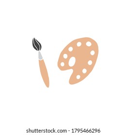 handgezeichnete, handgezeichnete Pinselskizze und Farbpalette, einzeln auf weißem Hintergrund