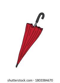 Vektor, handgezeichnet, doodle Skizze, roter Regenschirm einzeln auf weißem Hintergrund