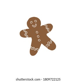 Vector hand drawn doodle sketch brown ginger cookie isolated on white background