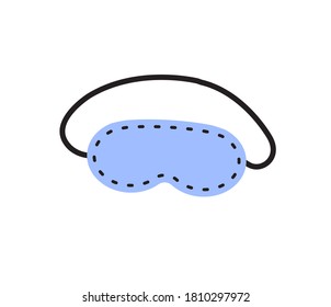 Esbozo de doodle dibujado a mano vectorial máscara de sueño azul aislado en fondo blanco
