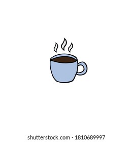 Esbozo de doodle dibujado a mano del vector taza de café de color aislado en fondo blanco