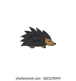 Vector hand drawn doodle sketch colored hedgehog isolated on white background