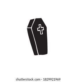 Vector hand drawn doodle sketch black coffin isolated on white background