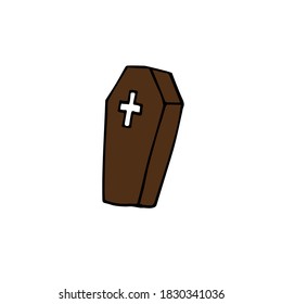 Vector hand drawn doodle sketch colored coffin isolated on white background