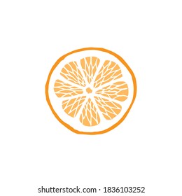 Esbozo de doodle dibujado a mano de vectores trozo de naranja aislado en fondo blanco