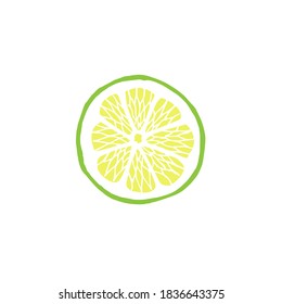 Vector hand drawn doodle sketch lime slice isolated on white background