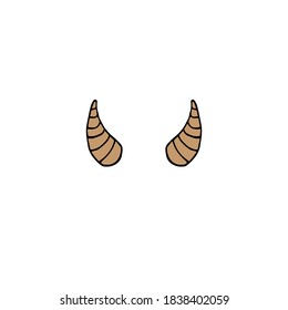 Vector hand drawn doodle sketch colored cow horn isolated on white background