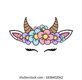 Esbozo de doodle dibujado a mano vectorial cabeza de vaca colorada aislada en fondo blanco
