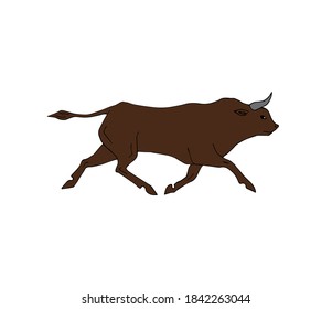 Vector hand drawn doodle sketch colored bull isolated on white background