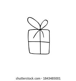 Vector hand drawn doodle sketch present isolated on white background