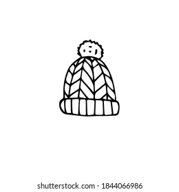 Vector hand drawn doodle sketch winter hat isolated on white background