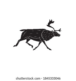 Vector hand drawn doodle sketch black reindeer isolated on white background
