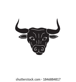 Vector hand drawn doodle sketch black bull face isolated on white background