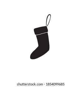 Vector hand drawn doodle sketch black Christmas sock isolated on white background